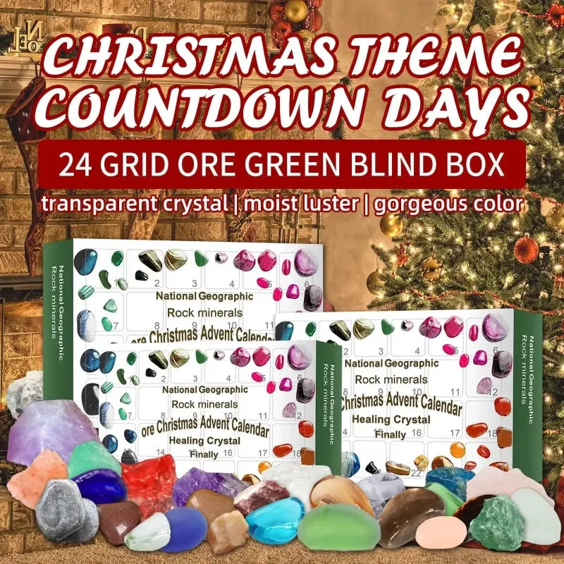 Christmas Advent Calendar 2026 Crystals 24 Days Rock Collection Countdown Calendar for Kids and Adults, Gem & Crystals Toys Gift