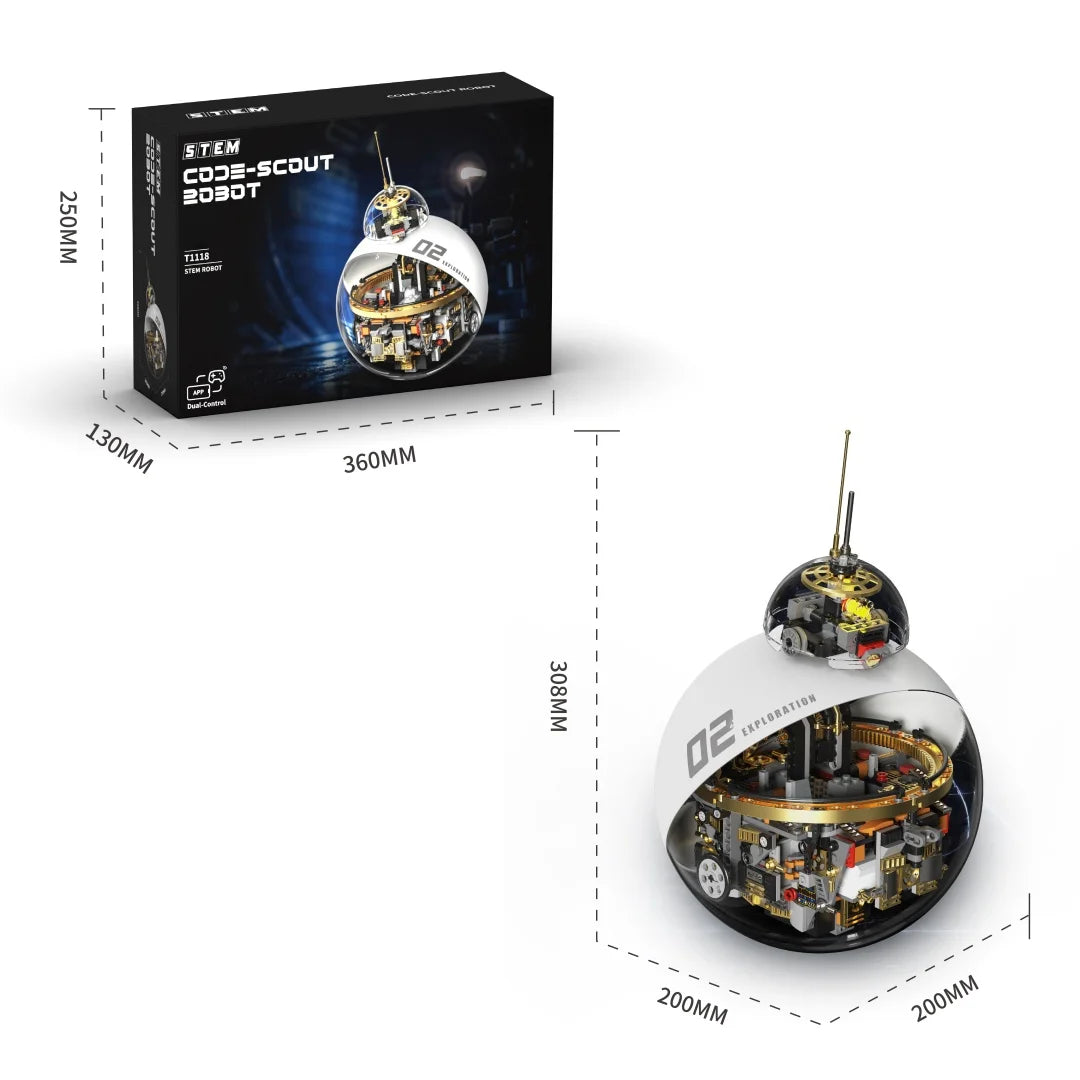 STEM Code Scout Spherical Robot Building Blocks Programmable Visual Coding Educational Toys DIY Gift for Kids Boys Girls Adults