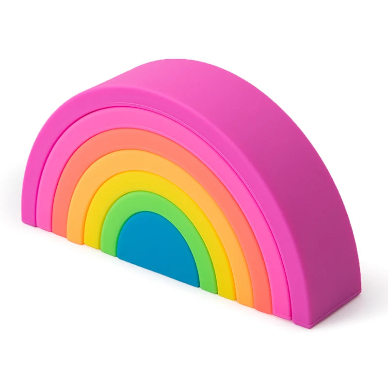 TYRY.HU 1set Baby Silicone Building Block Rainbow Soft Block 3D Educational Montessori Toys Baby Teether Gifts
