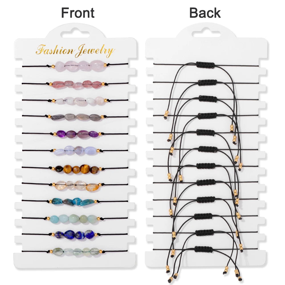 Wholesale 12pcs/set Bohemia Bracelet Set Colorful Natural Stone Crystal Seed Beads Evil Eye Braided Bracelets For Women Men