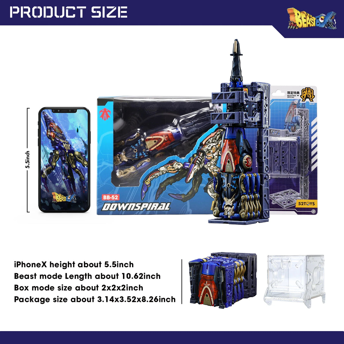 52TOYS BEASTBOX BB-52 DOWNSPIRAL Deformation Robot, Converting in Mecha and Cube, Action Figure, Collectible Gift