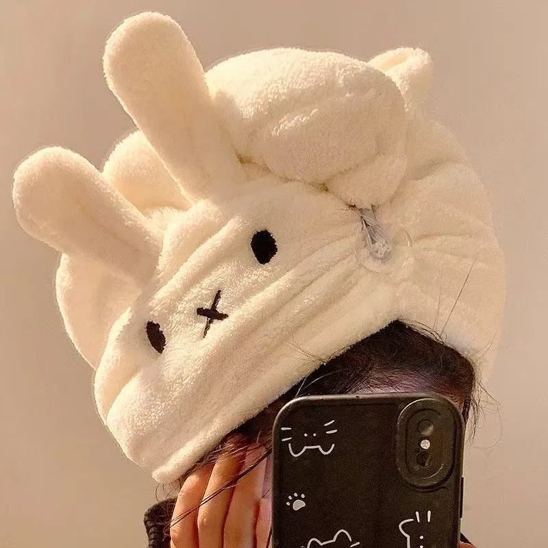New Miffy Rabbit Cute Creative Cartoon Pattern Simple Fashion Soft Skin-Friendly Absorbent Quick-Drying Sweet Hair Drying Cap
