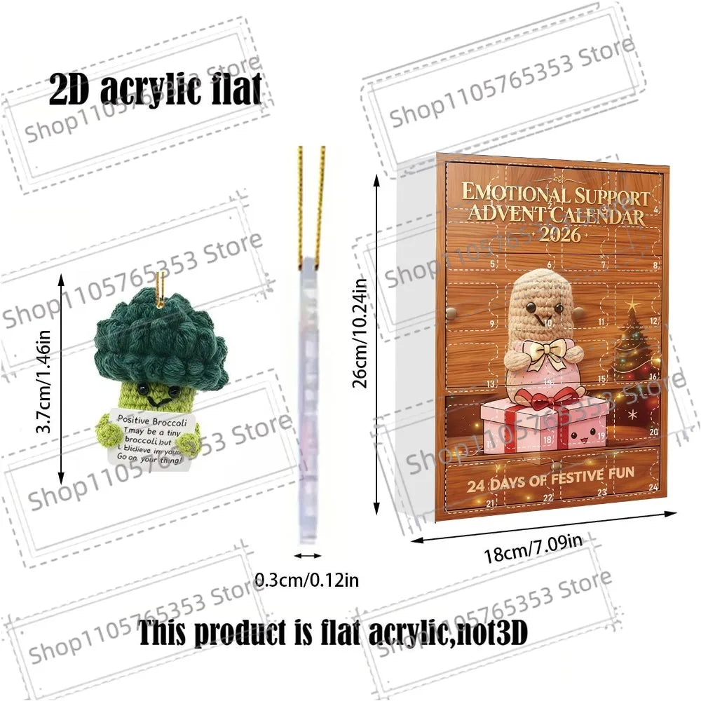 2026 Emotional Support Advent Calendar,24 Days Countdown Advent Calendar,2D Acrylic&3D Flat Surface Unique Christmas Gift