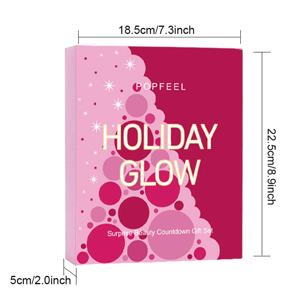 Christmas Countdown Makeup Set Lipstick Eye Shadow Cosmetics 24pcs Holiday Beauty Advent Calendar Gift Box for Women Girls