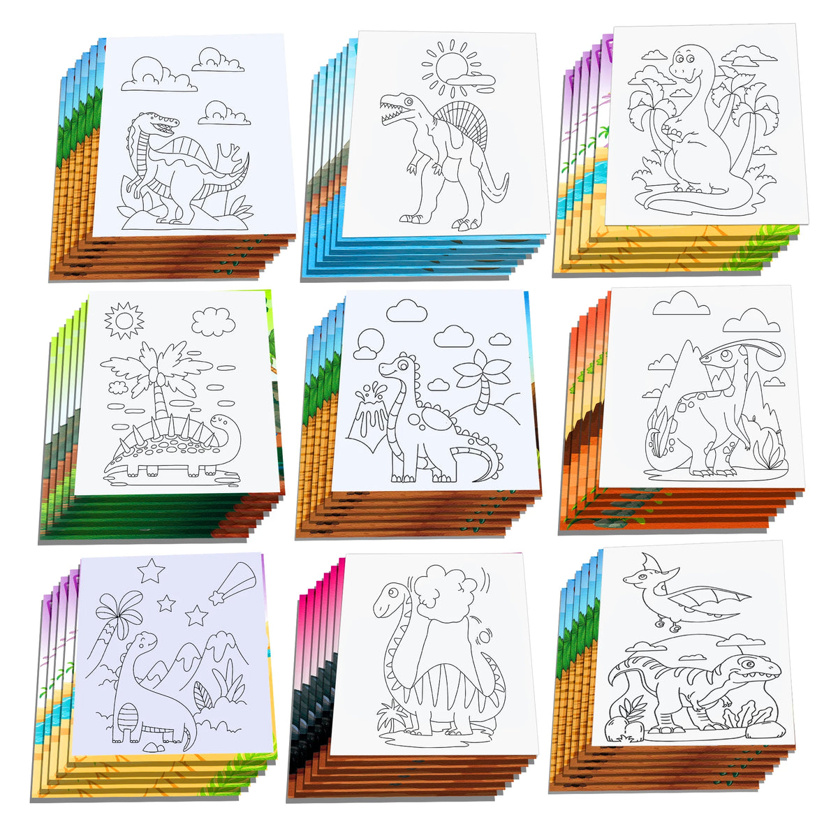 12pcs Cartoon Wild ONE Dinosaur Graffiti Drawing Painting Books DIY Coloring Picture Book Birthday Party Gifts