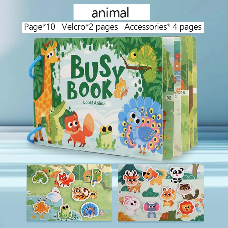 Montessori Baby Busy Book My First Quiet Book Paste Early Learning Education Toy Children Toy Matching Game for Babies 2 3 Years