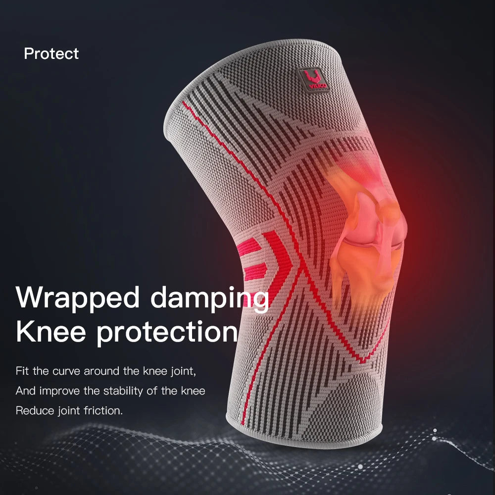1Pcs Sport Compression Knee Support Brace Patella Protector Knitted Silicone Spring LegPad Cycling Running Basketball Football