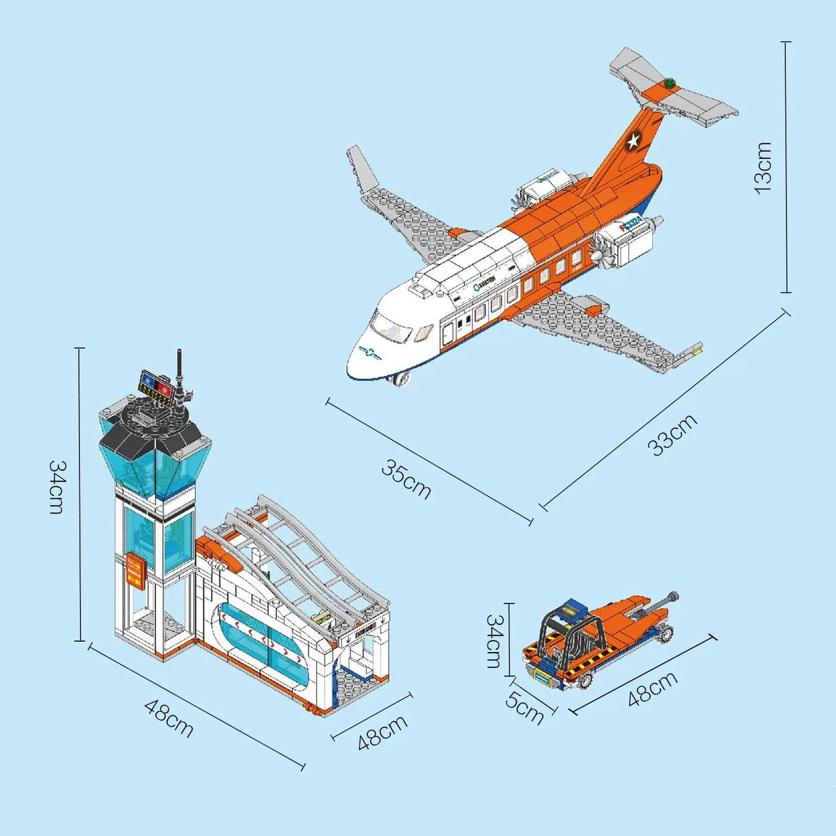 697pcs 3 in 1 City Passenger Airplane Building Block Toy STEM with Airport Staff Plane Baggage Truck Bus Bricks Toys for Kids