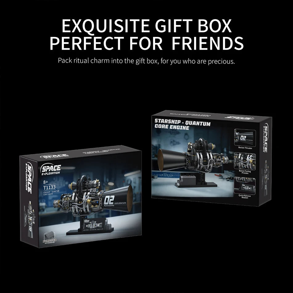 753 PCS STEM Starship Quantum Core Engine Building Blocks with Sprayer Mechanical Spaceship Engine Model Bricks Toys Adults Gift