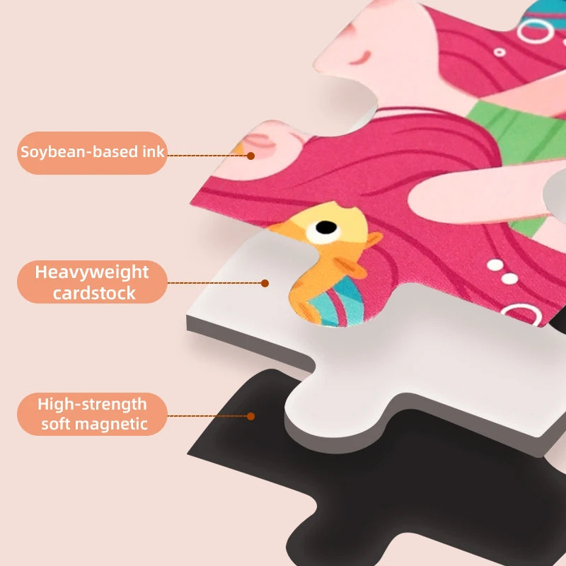 New Kids Magnetic Puzzle Games - Quiet Cartoon Animal Jigsaw Book Montessori Baby Educational Toy Early Learning Children's Gift