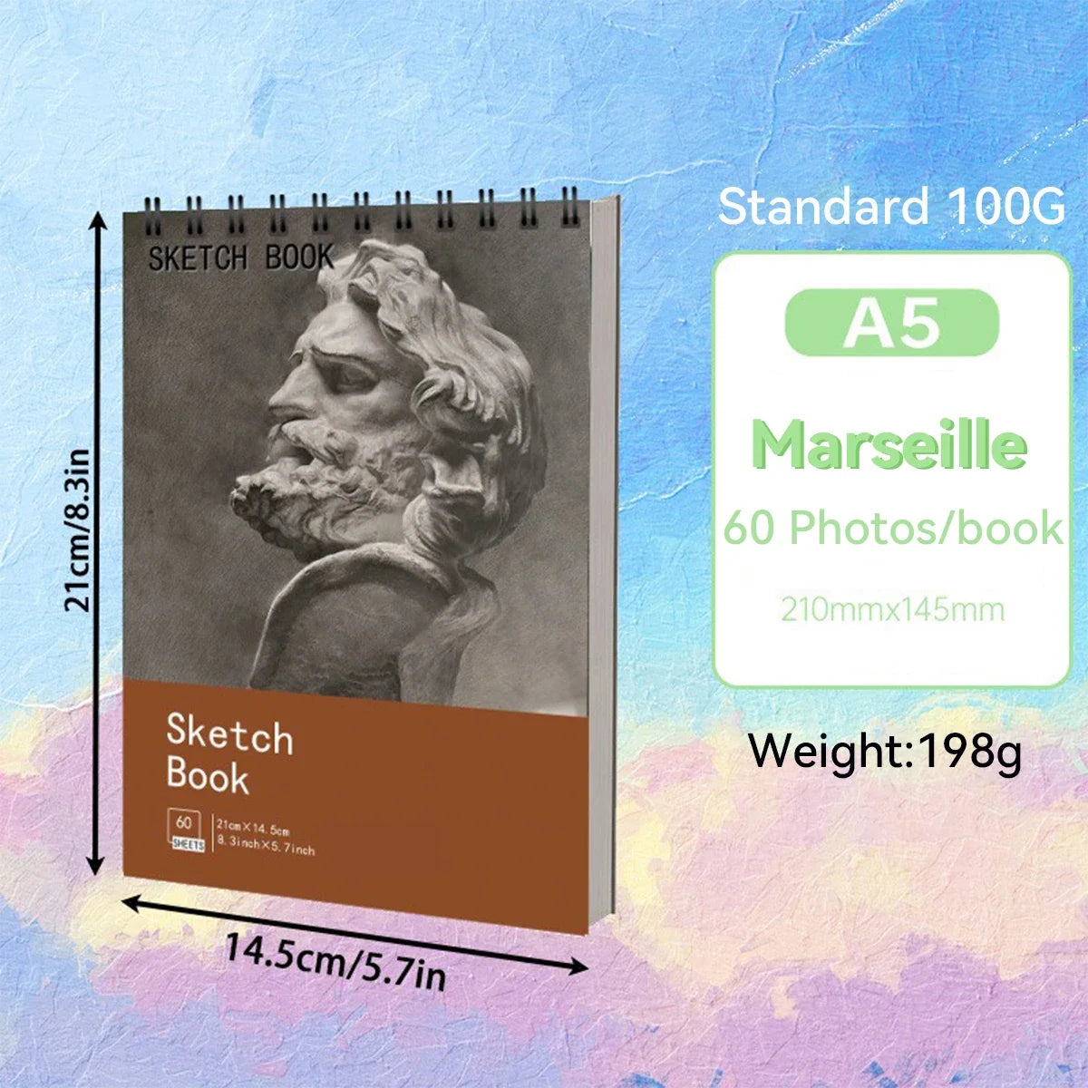A3/A4/A5 Spiral Bound Artist Sketchbook Acid-Free Paper Drawing Pad for Art Students Professional Sketching Notebook Stationery