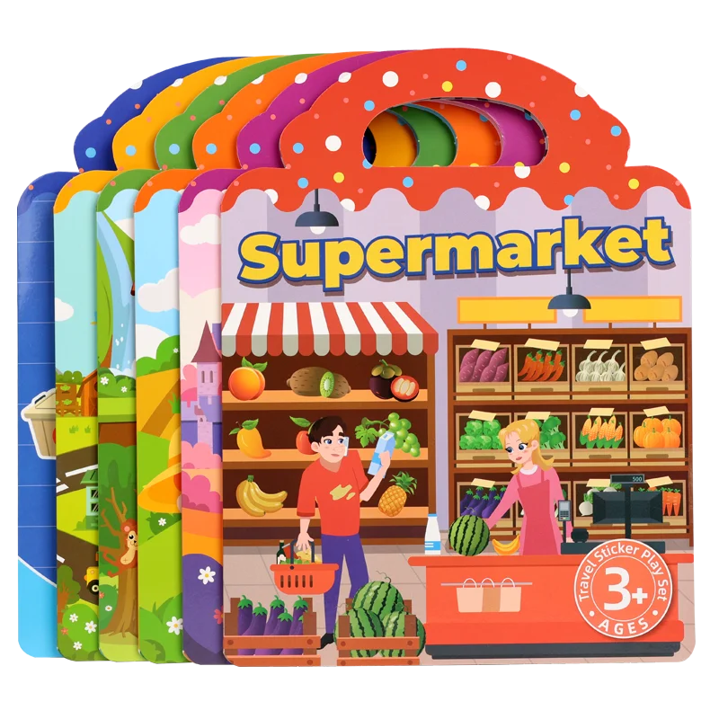 Children's Reusable Sticker Book Multi-Theme Cartoon Quiet Busy Paste A Book DIY Montessori Book Sticker Toys for Kids