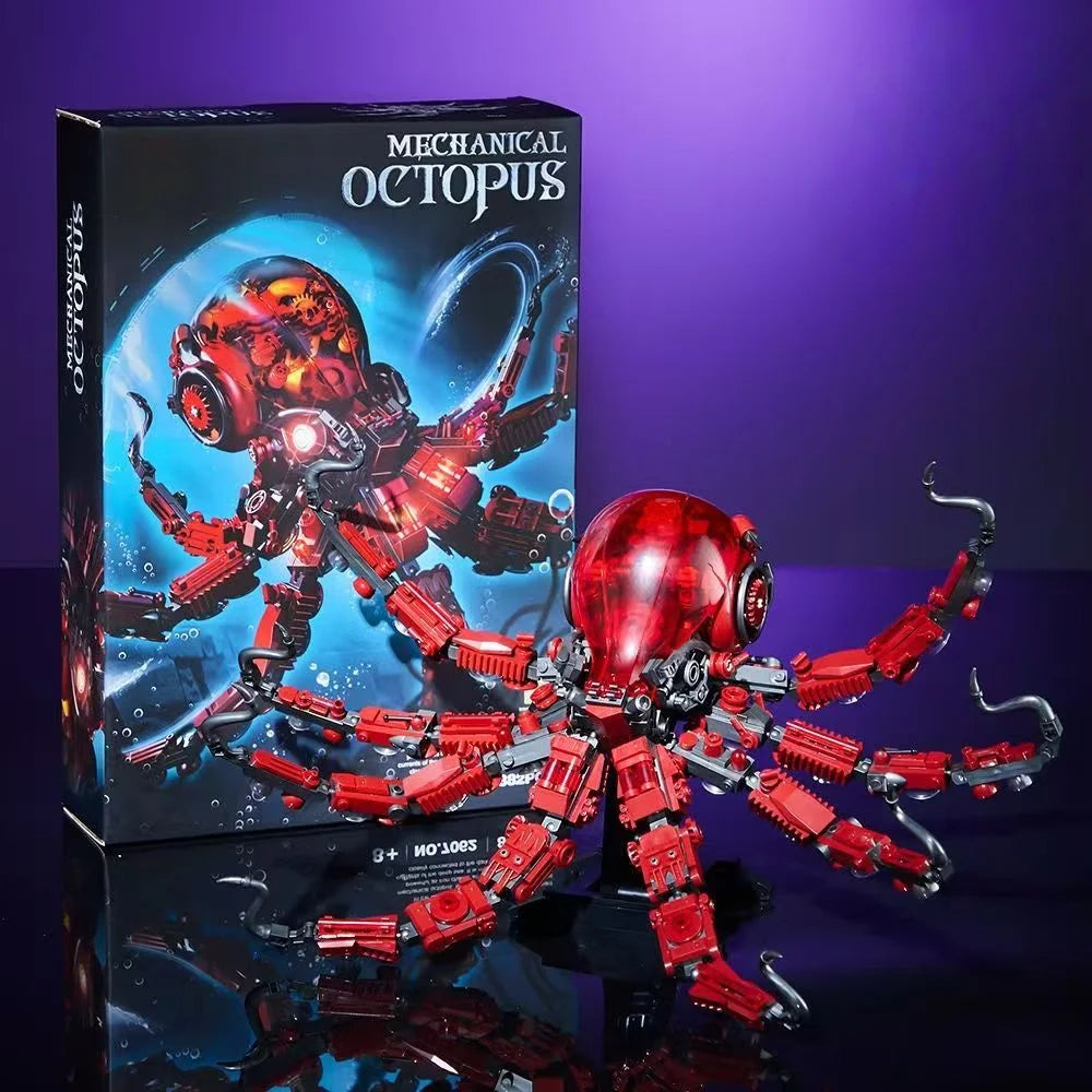 Creative Mechanical Octopus Animal Building Blocks Set STEM Educational DIY Construction Toy for Adults