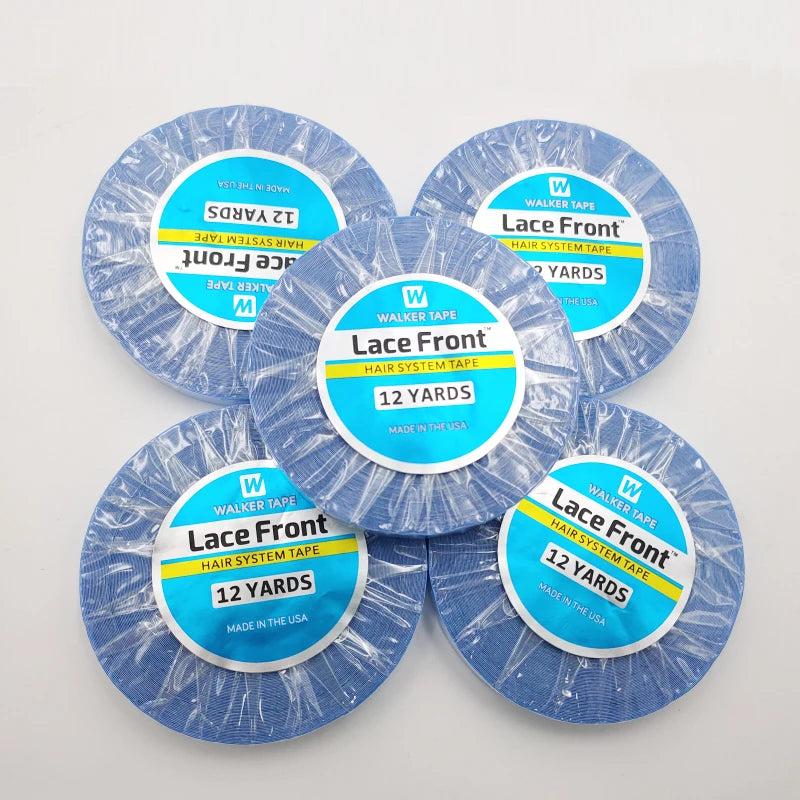1 Roll 12Yards Double Sided Adhesives Blue Lace Front Support WalkerTape For Tape Hair/Skin Weft Hair/Lace Wigs/Toupee