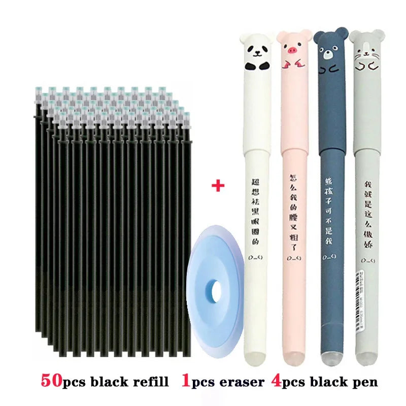55pcs/lot Erasable Gel Pen 0.5mm Refill Rod Magic Ink Erasable Pen Washable Handle Office School Writing Tools Kawaii Stationery