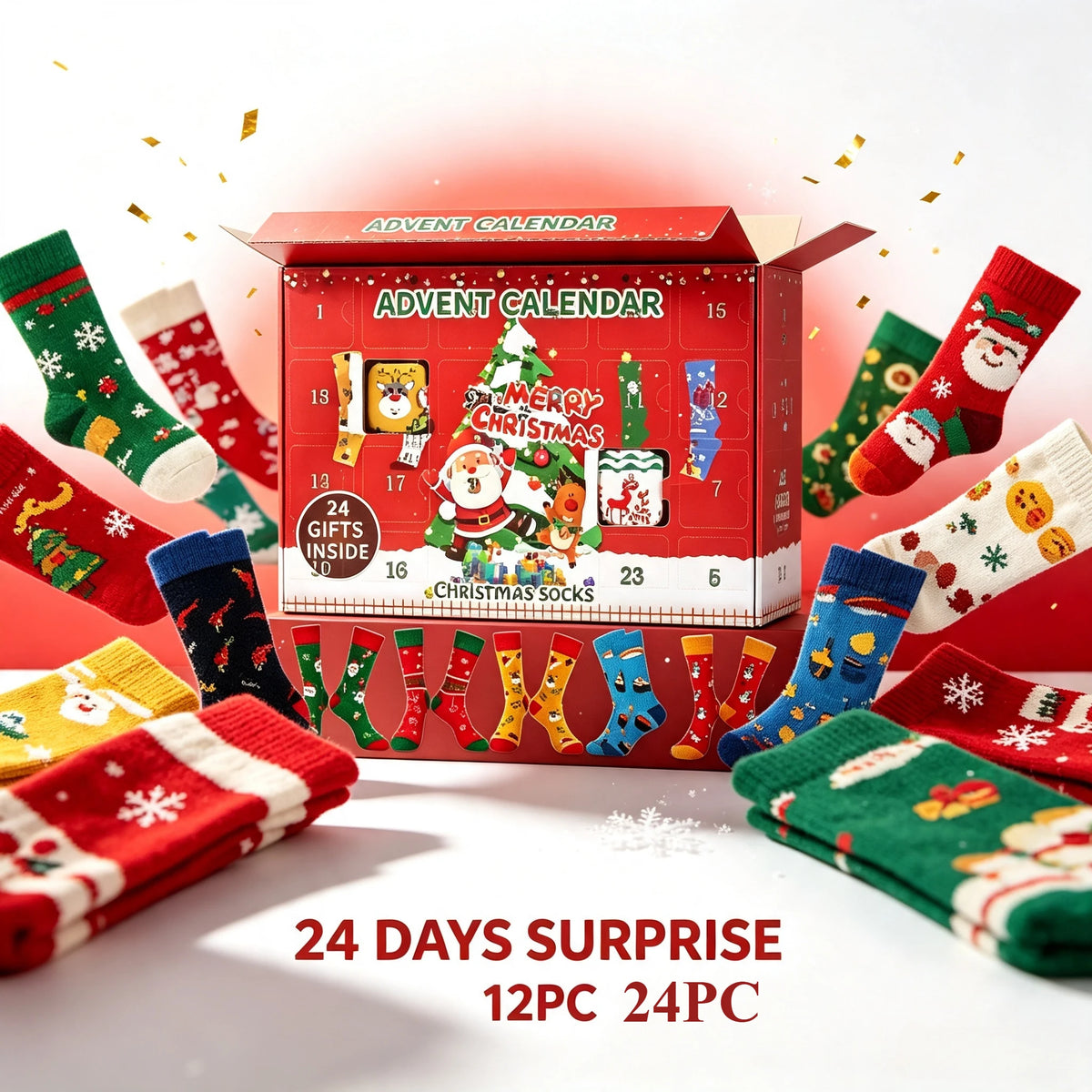 2026 Socks Advents Calendar For Adults Men Women Fun Colorful Unisex Socks For Cozy Winter Evenings