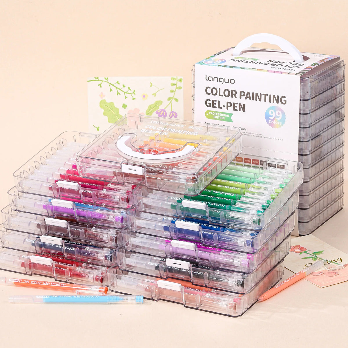 Languo 45/162/207 Colors Of One Set Color Gel Pen Drawing Handbook Pens Student DIY Graffiti Writing Painting Marker Stationery