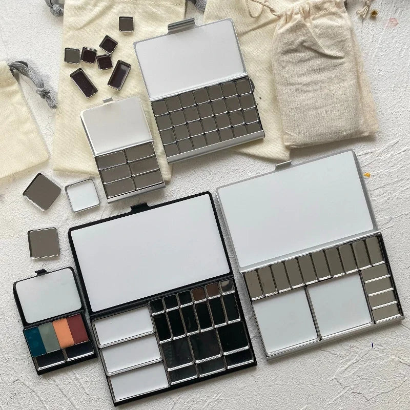 Empty TN Magnetic Watercolor Palette Pigment Packing Box Portable Travel Paint Tray Color Palette Beginner Art Supplies