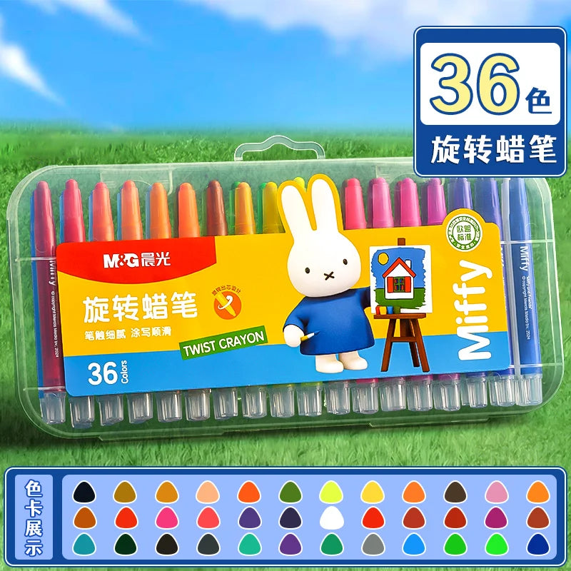 M&G Swivel Crayons for Kids No Mess Hands Paint Brushes 24/36/48 Colors Watercolor Pencils Set Art Supplies