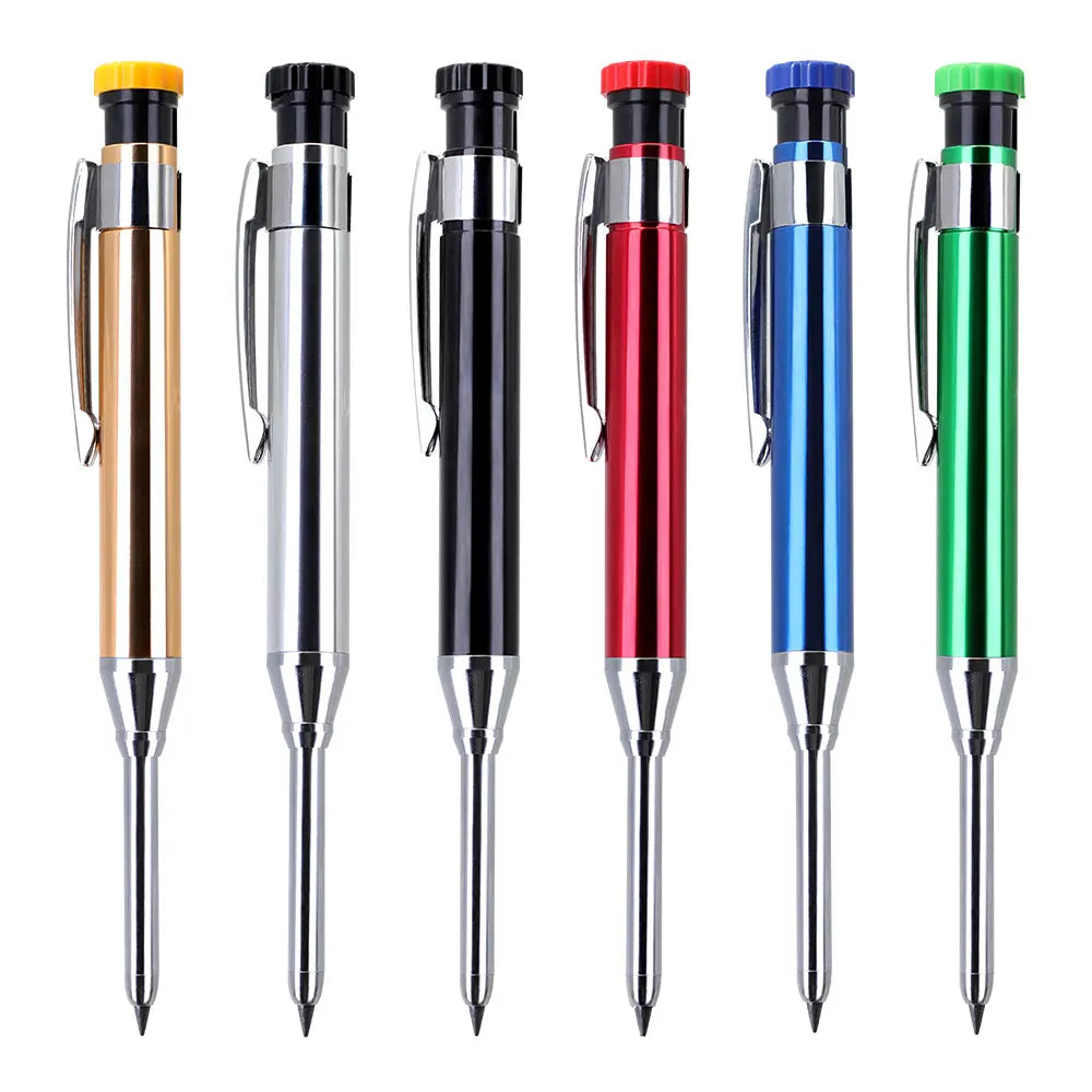 2.8mm Metal Long Head Woodworking Mechanical Pencil with 100pcs Lead Refills, for Carpenter Marking Engineering Drawing Tool
