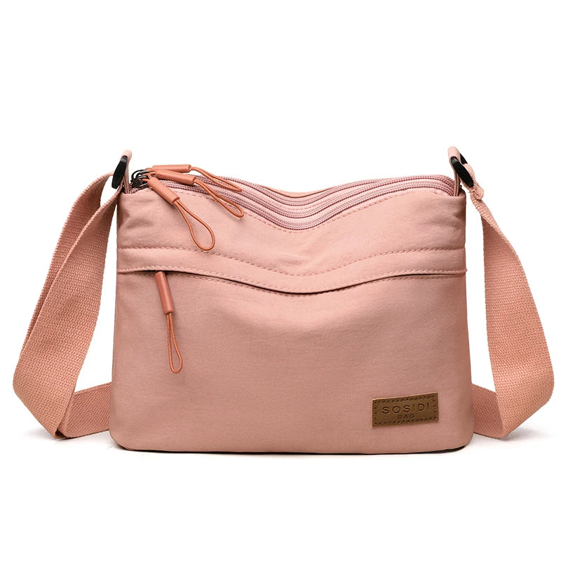 Women's Large Capacity Nylon Crossbody Bag -3 Main Pockets Spacious Shoulder Purse for Shopping & Daily Use