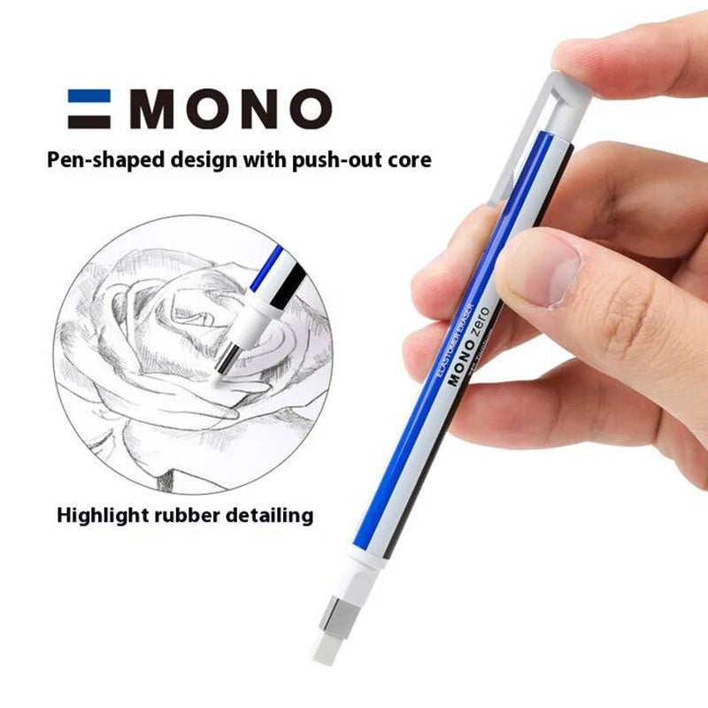Tombow Precision Refillable Eraser Pen for Artists Japanese Metal Tip 50mm Hard Eraser Core Anti-Break 0.7mm Fixed Lead Supplies
