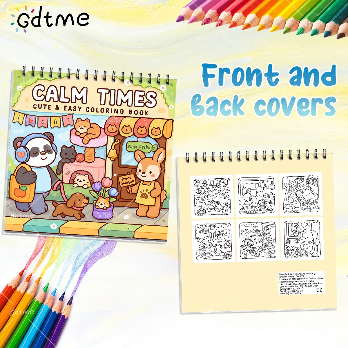 CALM TIMES Coloring Book for Adult Featuring Spiral binding 24pages for Relaxation Kid Educational DIY Painting Drawing Book