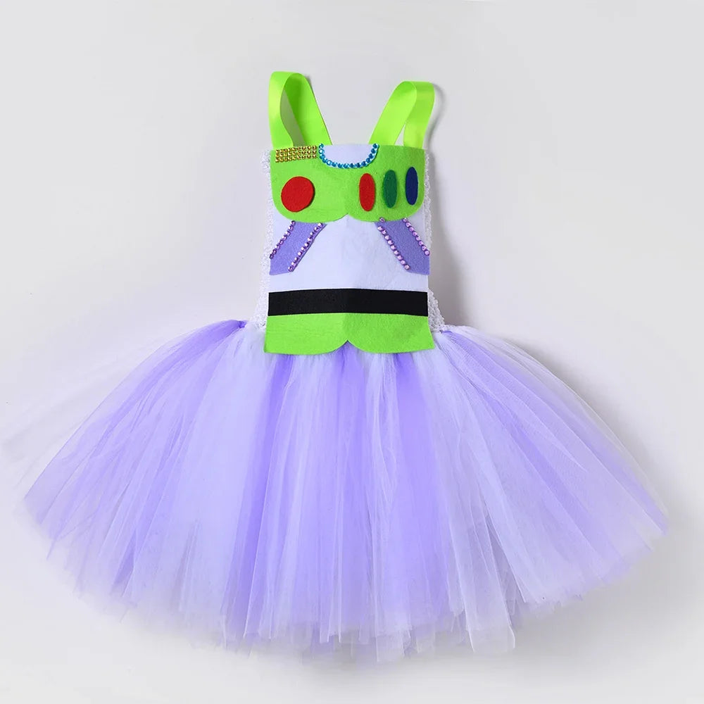 Toy Buzz Lightyear Girls Christmas Halloween Lined Tutu Dress Costume Baby Birthday Outfit New Years Cartoon Toys Clothes
