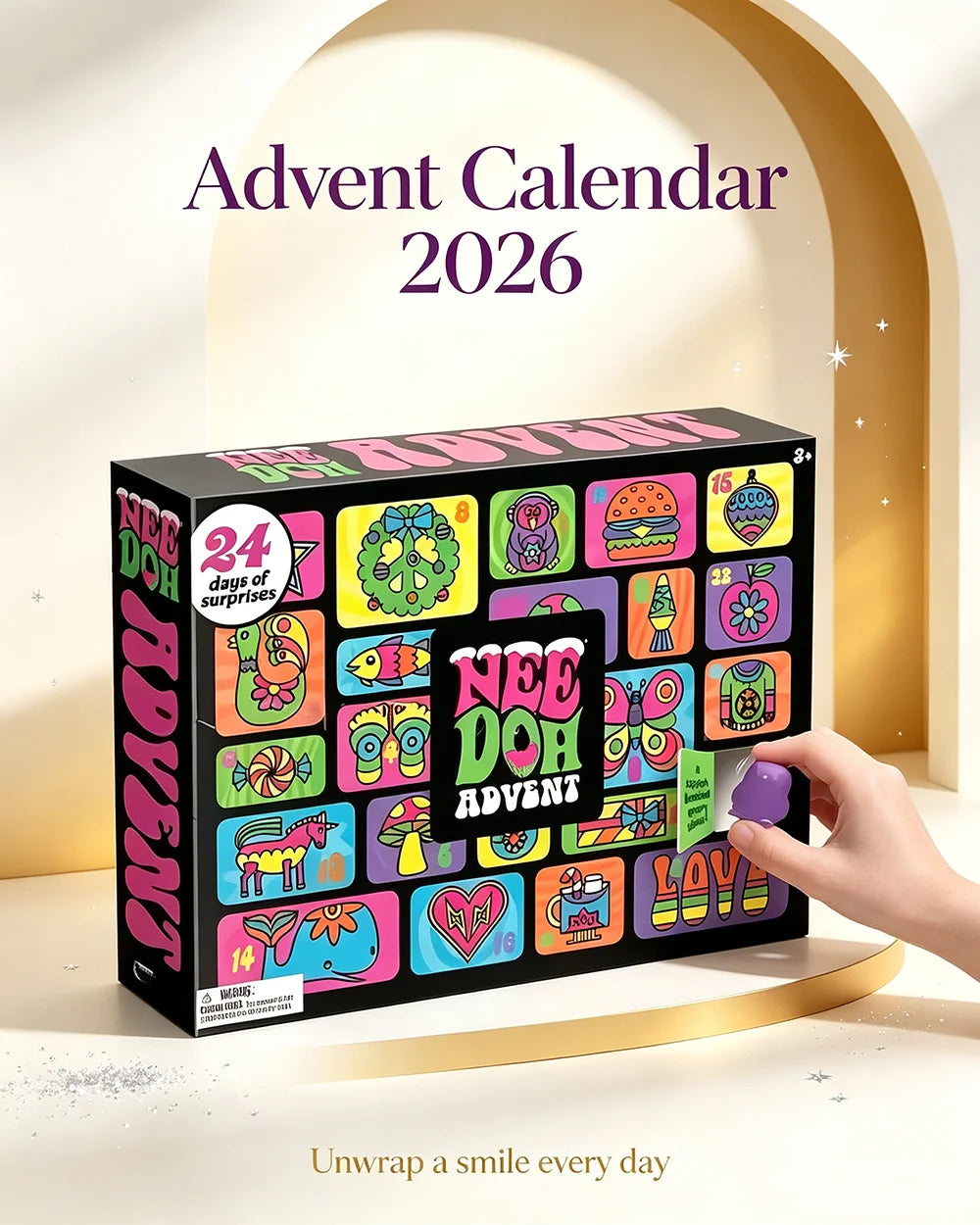 NeeDoh Squishy Fidget Advent Calendar – 24 Stress Relief Surprise Toys