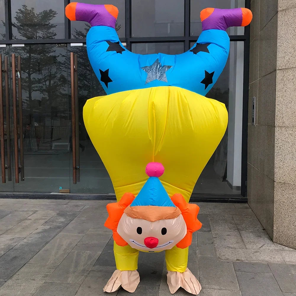 Inflatable Handstand Clown Costume – Funny Blow-Up Suit for Adults, 150–195 cm
