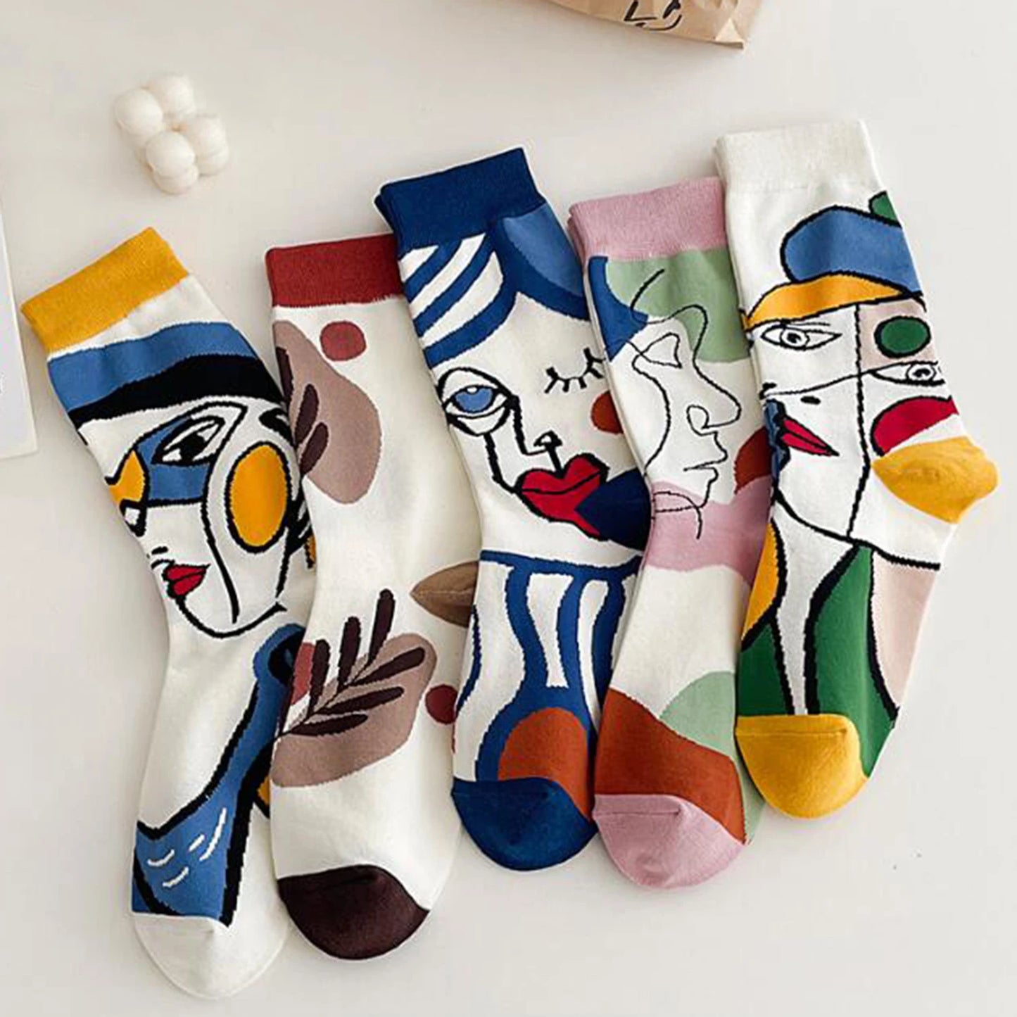 5 Pairs/Set Funny Socks Women Cute Middle Tube Socks Aesthetic Fun Socks Kawaii Cartoon Spring Summer Crew Socks
