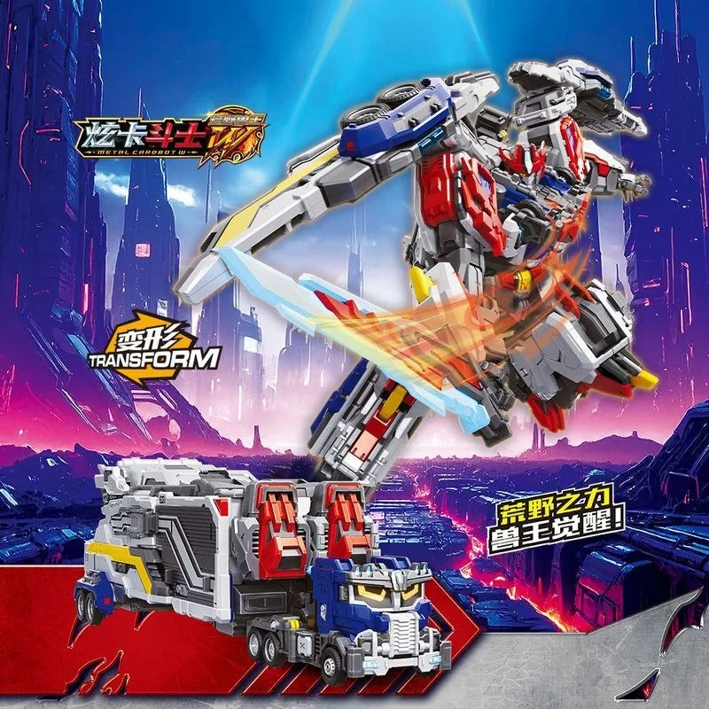 Metal Cardbot Heavyiron W Transformation Robot Action Figure Model Toyblue Cop Trinity Suv Car Card Truck Mech Model Toys Gifts
