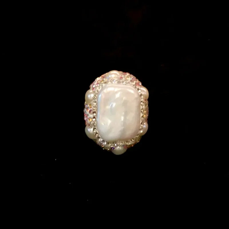 Natural Amethyst Freshwater Pearl Finger Rings Handmade Rhinestone Quartz Sudan Stone Jewelry for Women Mix Design Gemstone