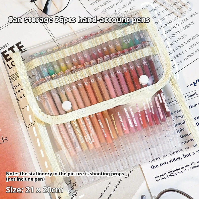 Languo Color Pen Pouch Hand Accounting Storage Bag Multi-Layer Can Hold 36/108 Gel Pens Case Portable Stationery Organizer Bag