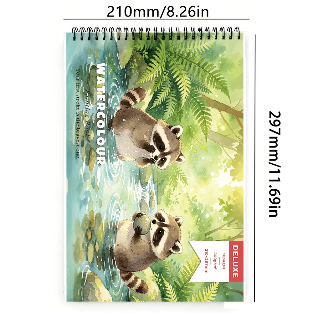 A4/A5 Watercolor Sketch Pad,300gsm tear-resistant bleedproof paper,16 blank pages,washable durable texture,ideal for beginners a