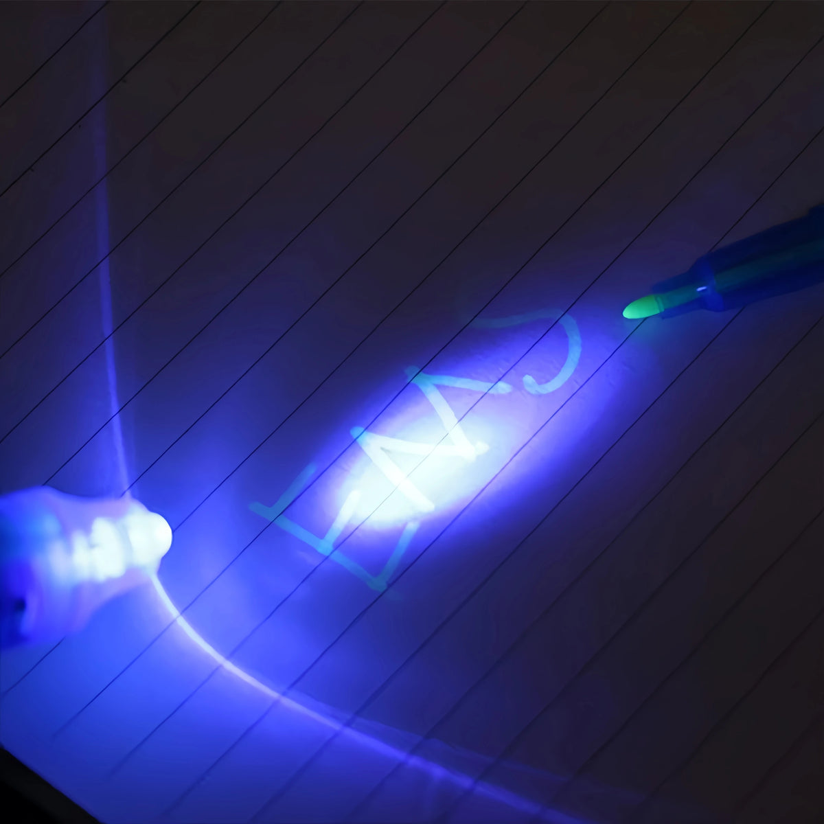 12pcs Luminous Light Pen Magic Purple 2 in 1 UV Black Light Combo Drawing Invisible Ink Pen Learning Education Toys for Child