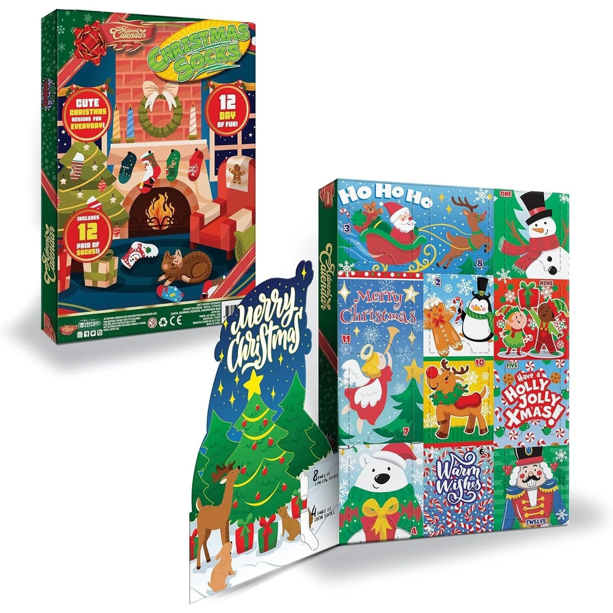 12 Days of Christmas Socks Advent Calendar – 8 Low Cut & 4 Knee High Pairs