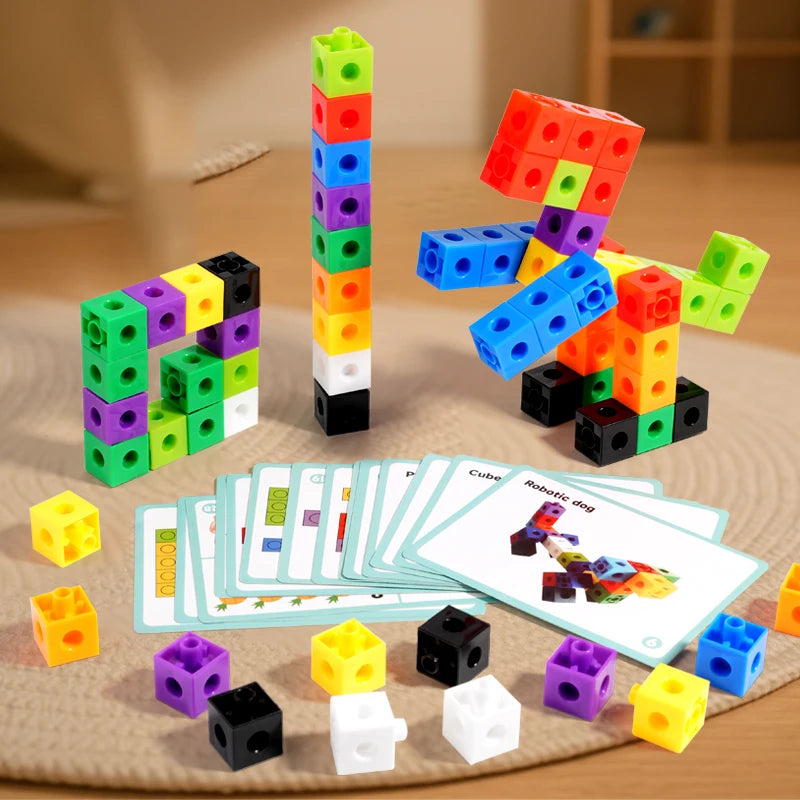 Magic Cube Puzzle Building Blocks Montessori Rainbow DIY Assembling Blocks Bricks Kindergarten Educational Color Recognition