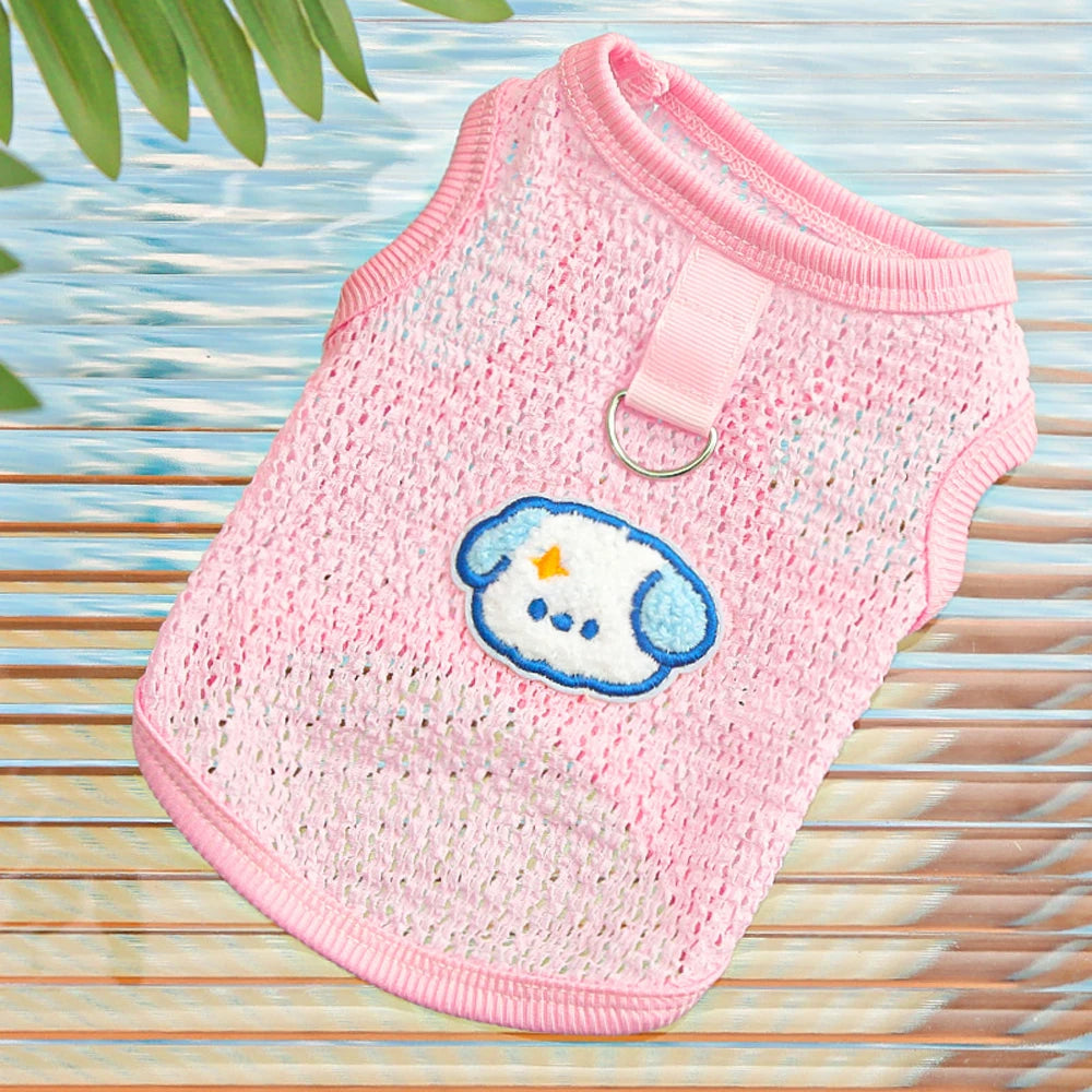 Cute Dog Cooling Vest Solid Breathable Mesh Thin Small Dog Summer Clothes Bichon Medium Cat T Shirts Clothing Puppy Undershirt