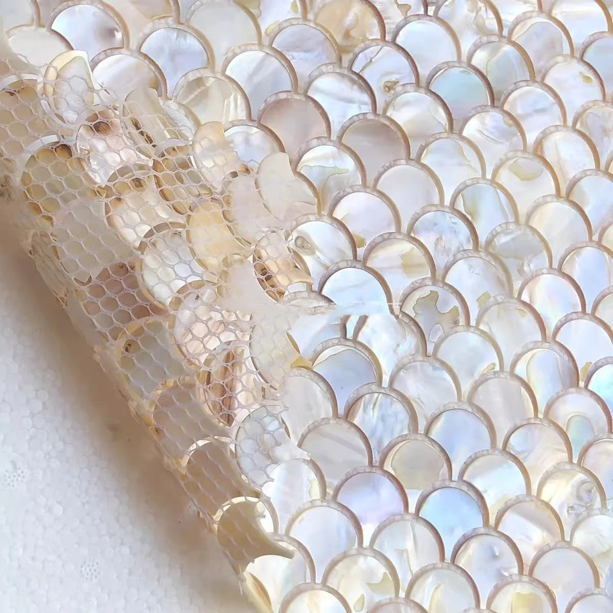 Natural Shell Mosaic Fish Scale Fan Shaped Wall Decoration Background Art Eco-friendly Home Decor