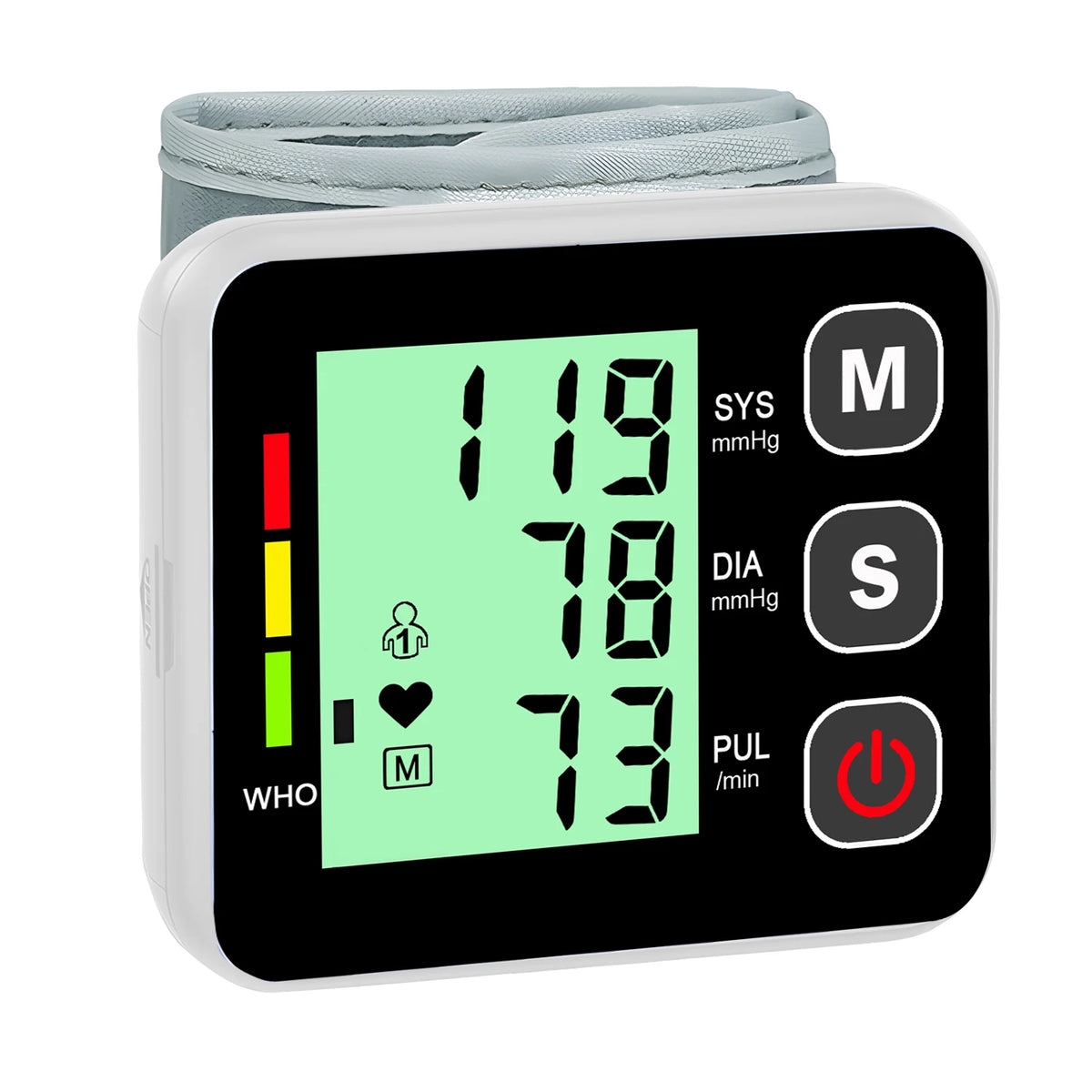 Portable Digital Wrist Blood Pressure Monitor - LCD Screen Heart Rate Pulse Meter Sphygmomanometer for Health Care