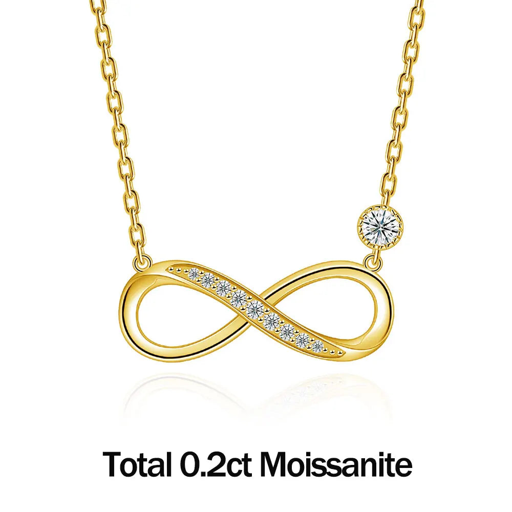 LinkerLove Moissanite Infinite Loop Pendant Necklace S925 Sterling Silver Diamond Clavicle Chain for Women Party Trendy Jewelry