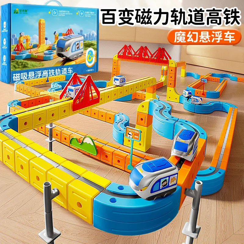 Hot Selling Magnetic Car Stem Racing Car Railtrack Set Montessori Motorized Train & Gravity Maze Toy Educational Gift