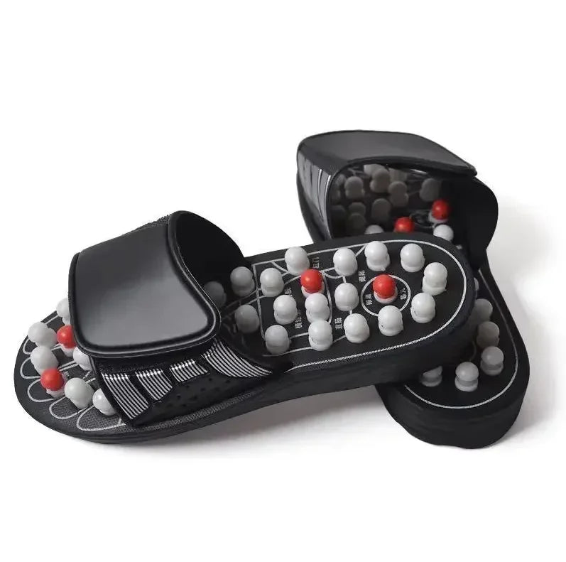 HTMCK Unisex Acupoint Massage Slippers Chinese Acupressure Health Care Rotating Foot Massager Shoes for Home Comfort Flop