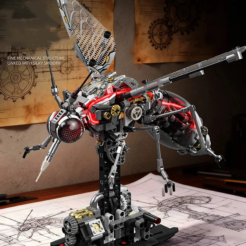 Creative STEM Educational Mechanical Mosquito Flight Animal Electric Toy Building Blocks Model MOC Technical Bricks for Kid Gift