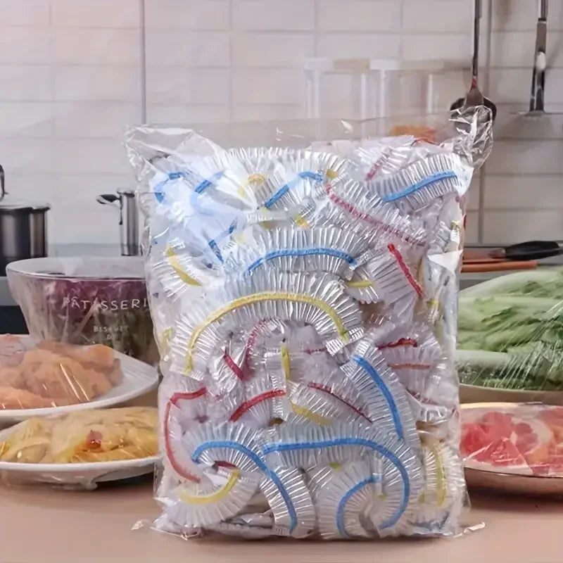500/50Pcs Disposable Food Cover Fruit Food Cover Elastic Plastic Shower Cap Food Grade Storage Bag Kitchen Organizer Cling Film