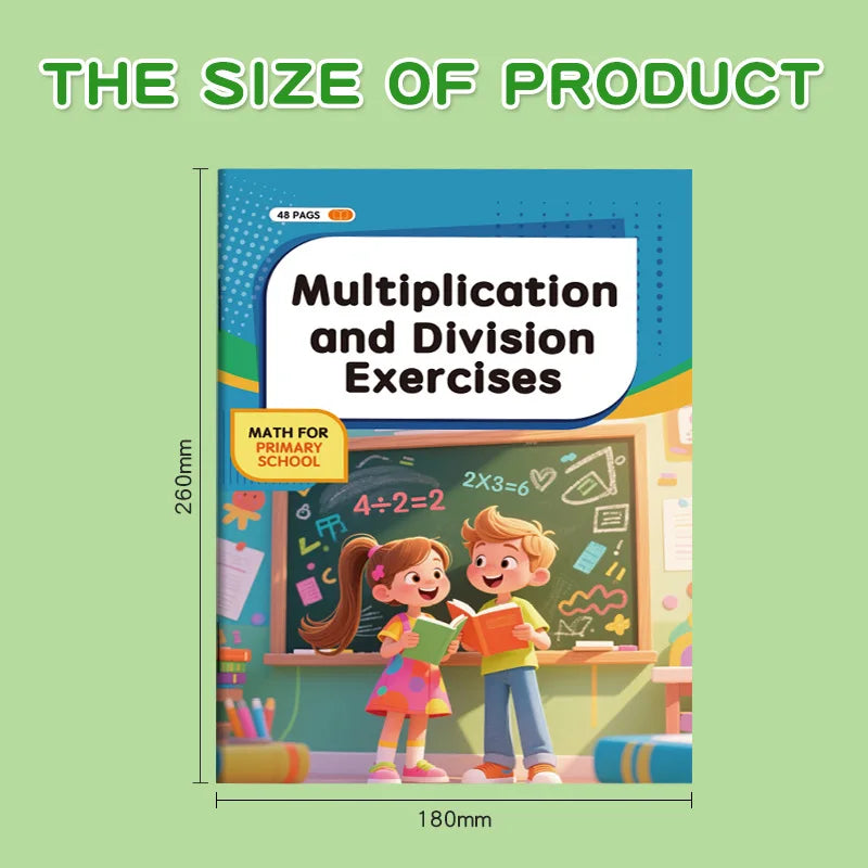 Multiplication and division workbook, math practice book, improve calculation skills, educational tool for brain development