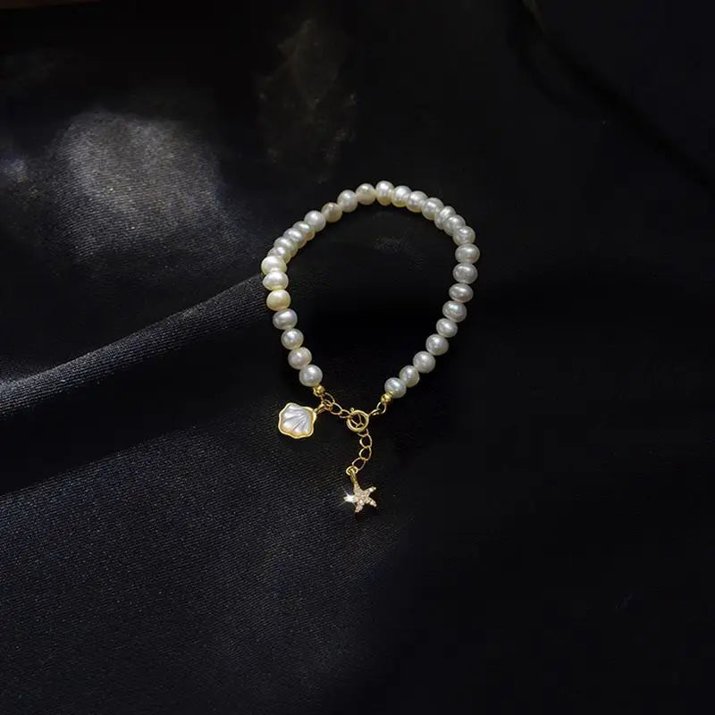 Trendy Shell & Star Design 100% Natural Freshwater Pearl 14K Gold Filled Ladies Bracelet Wholesale Jewelry For Women Gifts