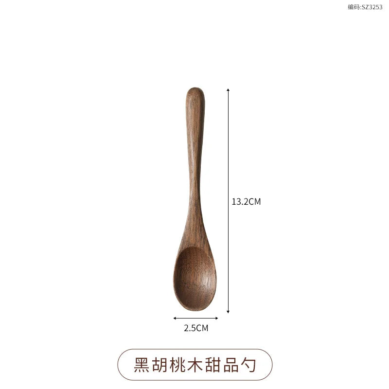 Black Walnut Cutlery Set Spoon and Fork Set High-grade Solid Wood Chopsticks Soup Spoon Coffee Dessert Jam Supplies