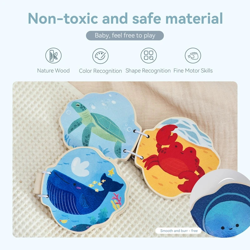 Montessori Wooden Book Toys Cognitive Educational Toys For Marine Animals Explore The Ocean Toys Parent-child Interactive Games